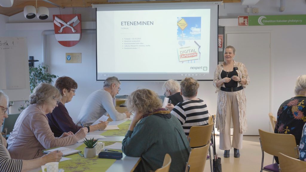Nexpert Projekti Heartware ja Eläkeliitto Etelä-Hämeen piiri - Tanja Karonen ohjaa työpajaa